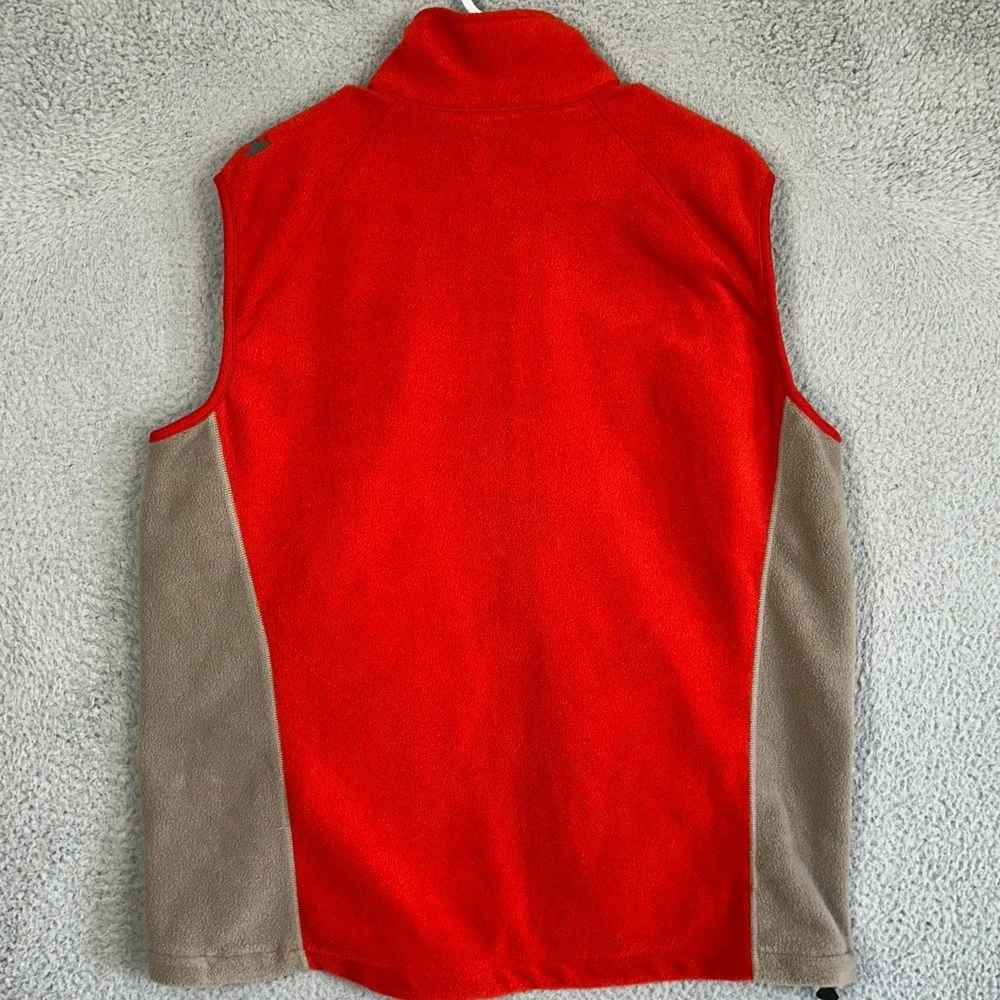 Helly Hansen Vest Mens XL Red Tan Fleece Full Zip Colorblock Mock Neck Pockets